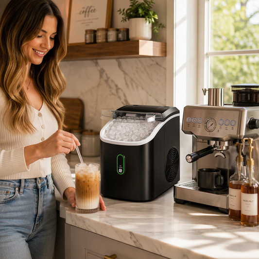 AeroIce™ 36lb Countertop Nugget Ice Maker – Self-Cleaning Chewable Pebble Ice Machine with 10-Min Fast Ice