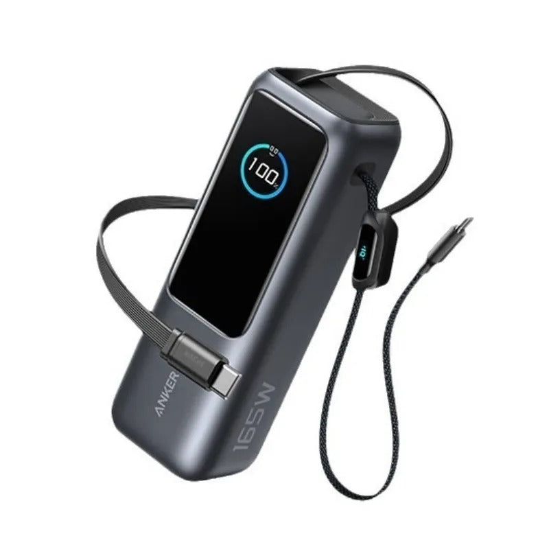 Anker Zolo 25000mAh Power Bank – 165W PD Fast Charging with Built-In Retractable Cables, Digital Display, Portable Charger for iPhone 16, MacBook, Laptops & More