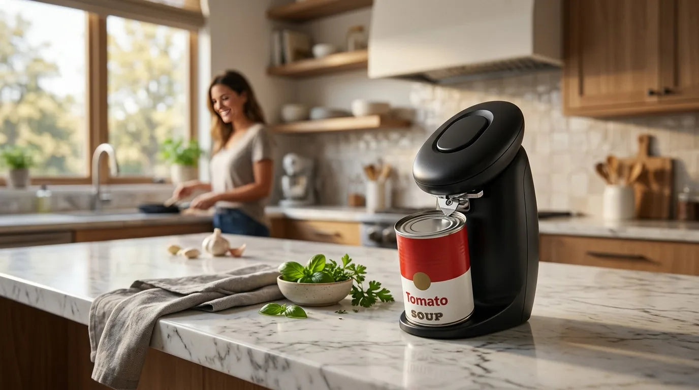 Lifestyle: SwiftCut Pro operating on a modern marble kitchen counter