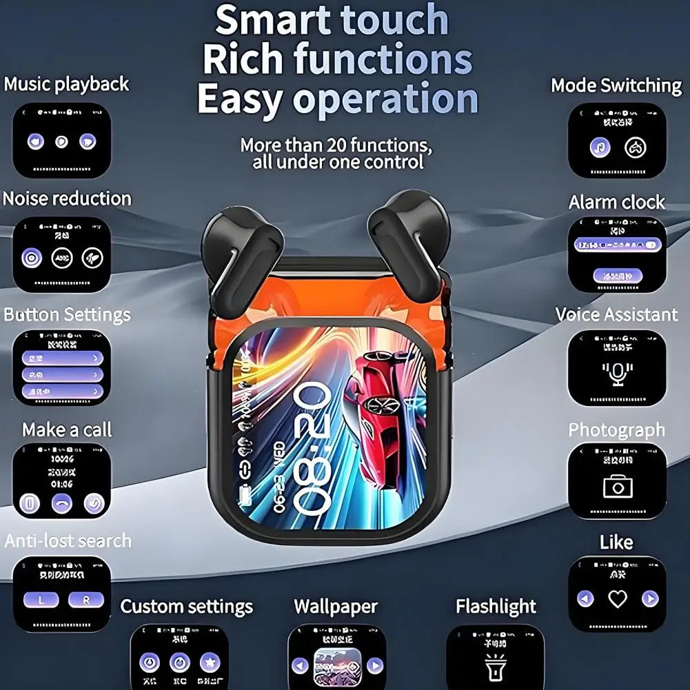 HTC NE20 Bluetooth V6.0 Earphones Wireless Bluetooth Earbuds with AI Real-Time Translation, Active Noise Cancellation, Low Latency Gaming & Touch Control