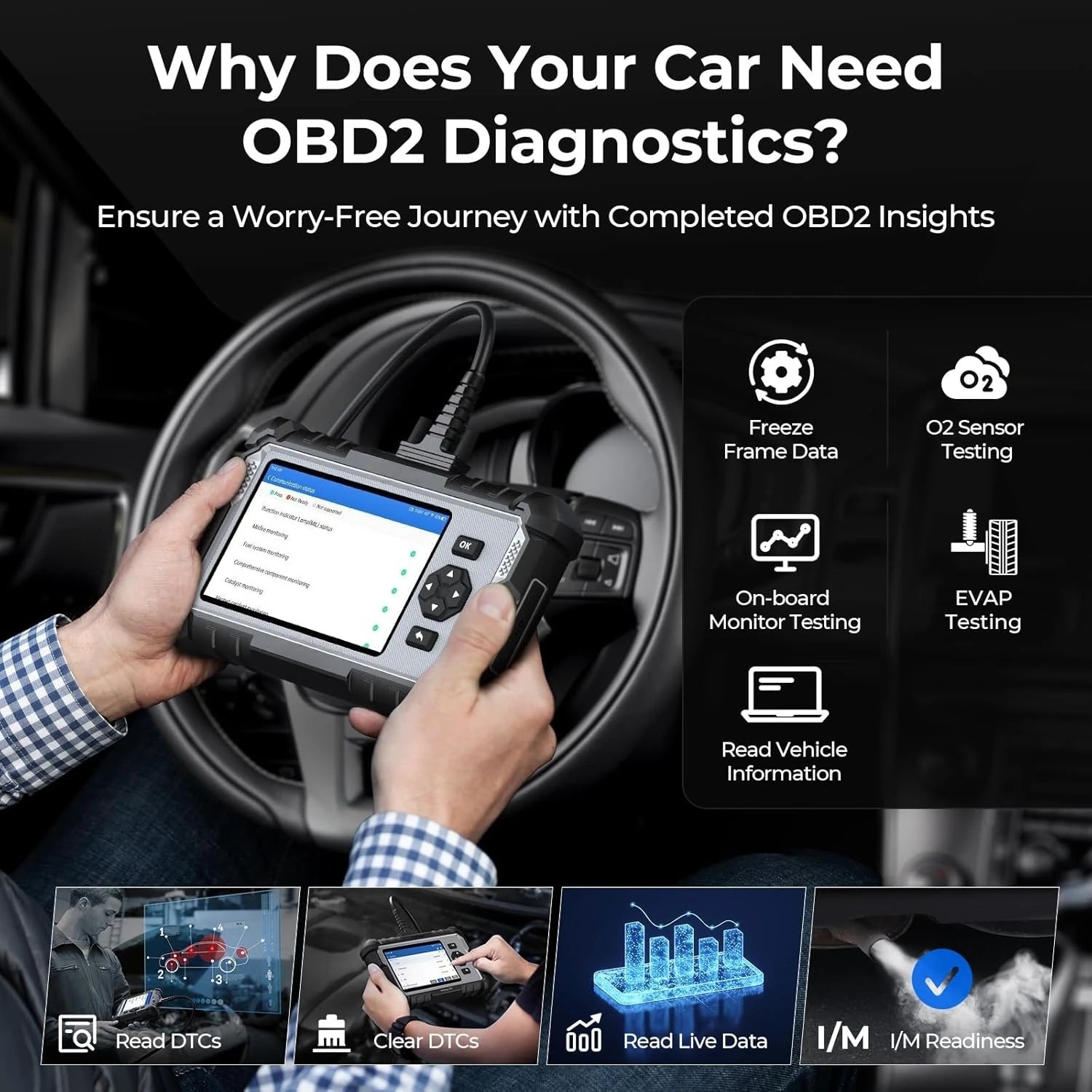 AD500 car diagnostic scanner compatible with 67+ vehicle brands