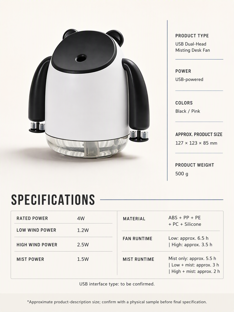 AeroMist 2-in-1 USB Humidifier Fan – Dual-Head Misting Desk Fan