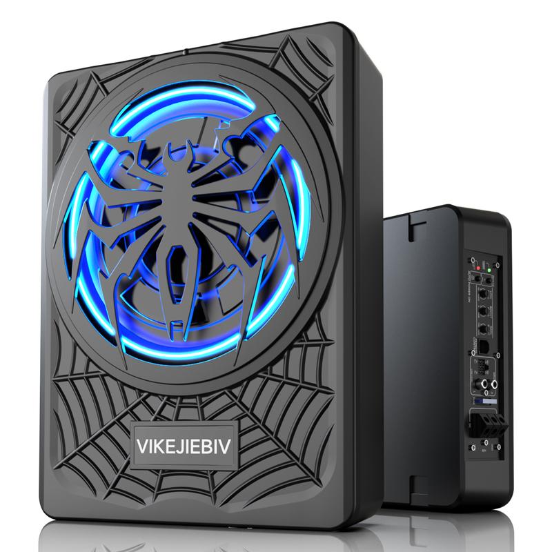 1200W slim underseat car subwoofer with built-in amplifier and LED lights for deep bass