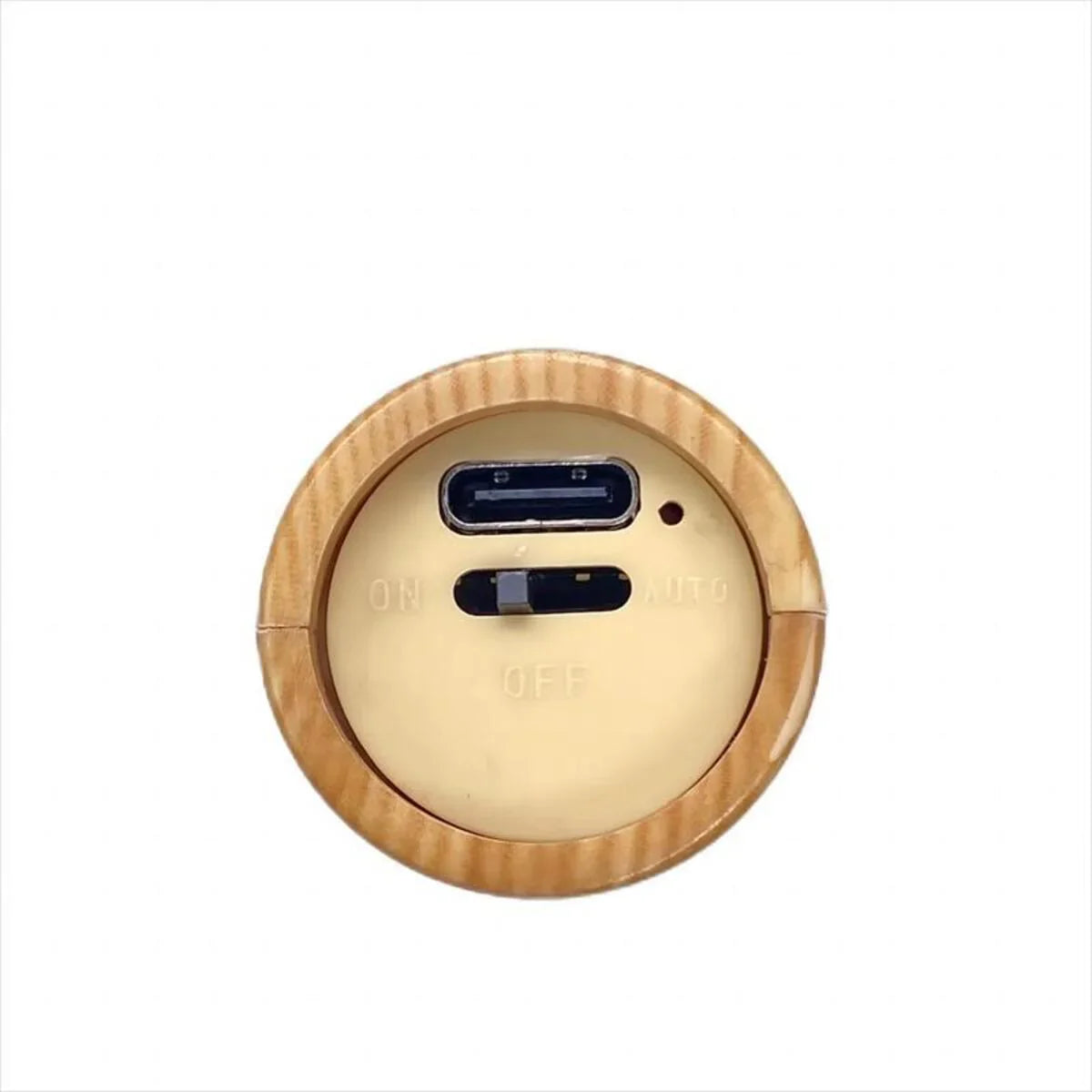 Wooden USB-C car charger with on/off switch, sleek design for modern devices