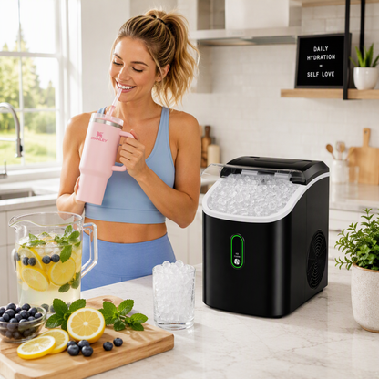 AeroIce™ 36lb Countertop Nugget Ice Maker – Self-Cleaning Chewable Pebble Ice Machine with 10-Min Fast Ice