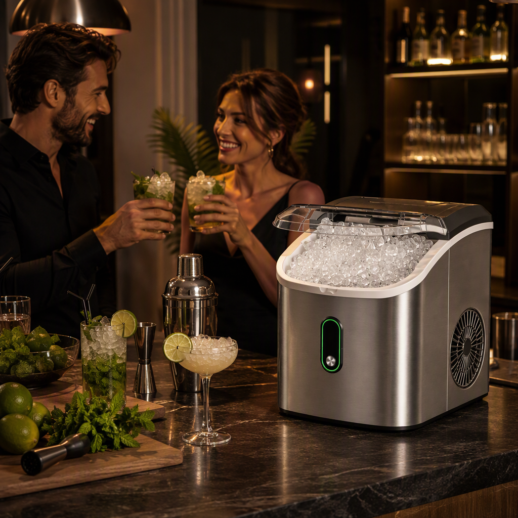 AeroIce™ 36lb Countertop Nugget Ice Maker – Self-Cleaning Chewable Pebble Ice Machine with 10-Min Fast Ice
