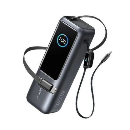Anker Zolo 25000mAh Power Bank – 165W PD Fast Charging with Built-In Retractable Cables, Digital Display, Portable Charger for iPhone 16, MacBook, Laptops & More