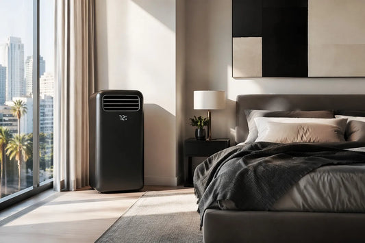 ArcticChill 8000 BTU Smart Portable AC in a modern luxury bedroom