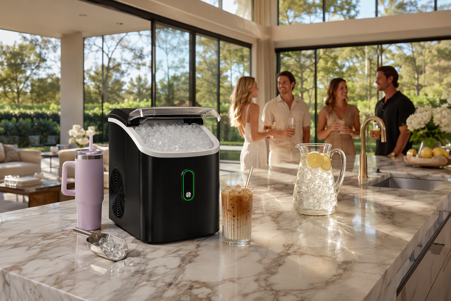 AeroIce™ 36lb Countertop Nugget Ice Maker – Self-Cleaning Chewable Pebble Ice Machine with 10-Min Fast Ice