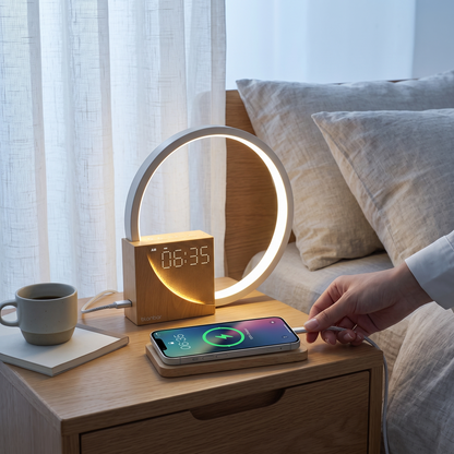 LumaHush Bedside Lamp Alarm Clock with 10 Nature Sounds