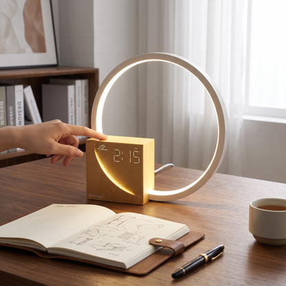 LumaHush Bedside Lamp Alarm Clock with 10 Nature Sounds