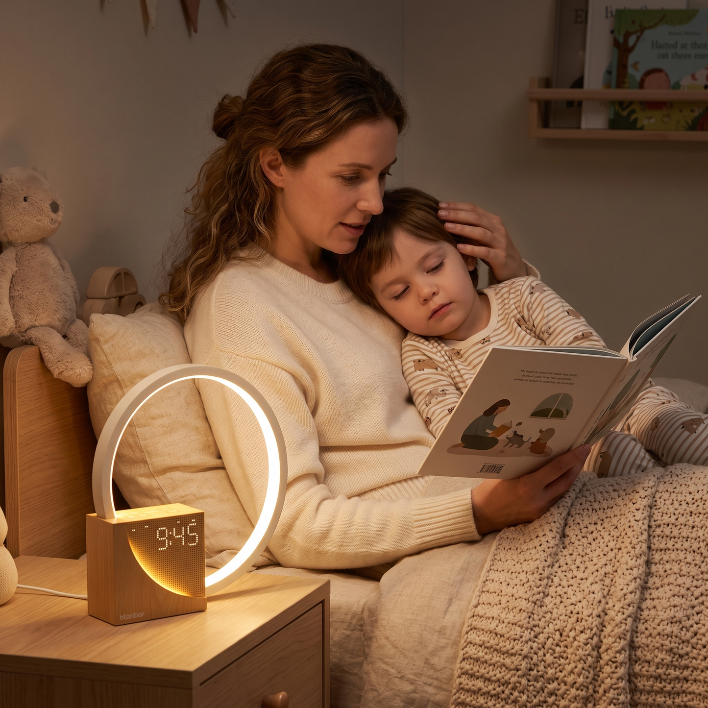LumaHush Bedside Lamp Alarm Clock with 10 Nature Sounds