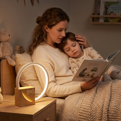 LumaHush Bedside Lamp Alarm Clock with 10 Nature Sounds
