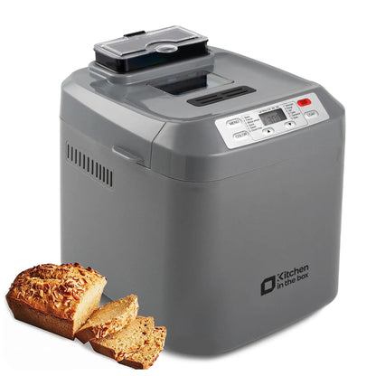 Kitchen in the Box 2lb Bread Maker with Auto Fruit Nut Dispenser, 12-in-1 Programmable Bread Machine, Gluten-Free Setting, 13H Delay Timer, Non-Stick Pan, Compact Design