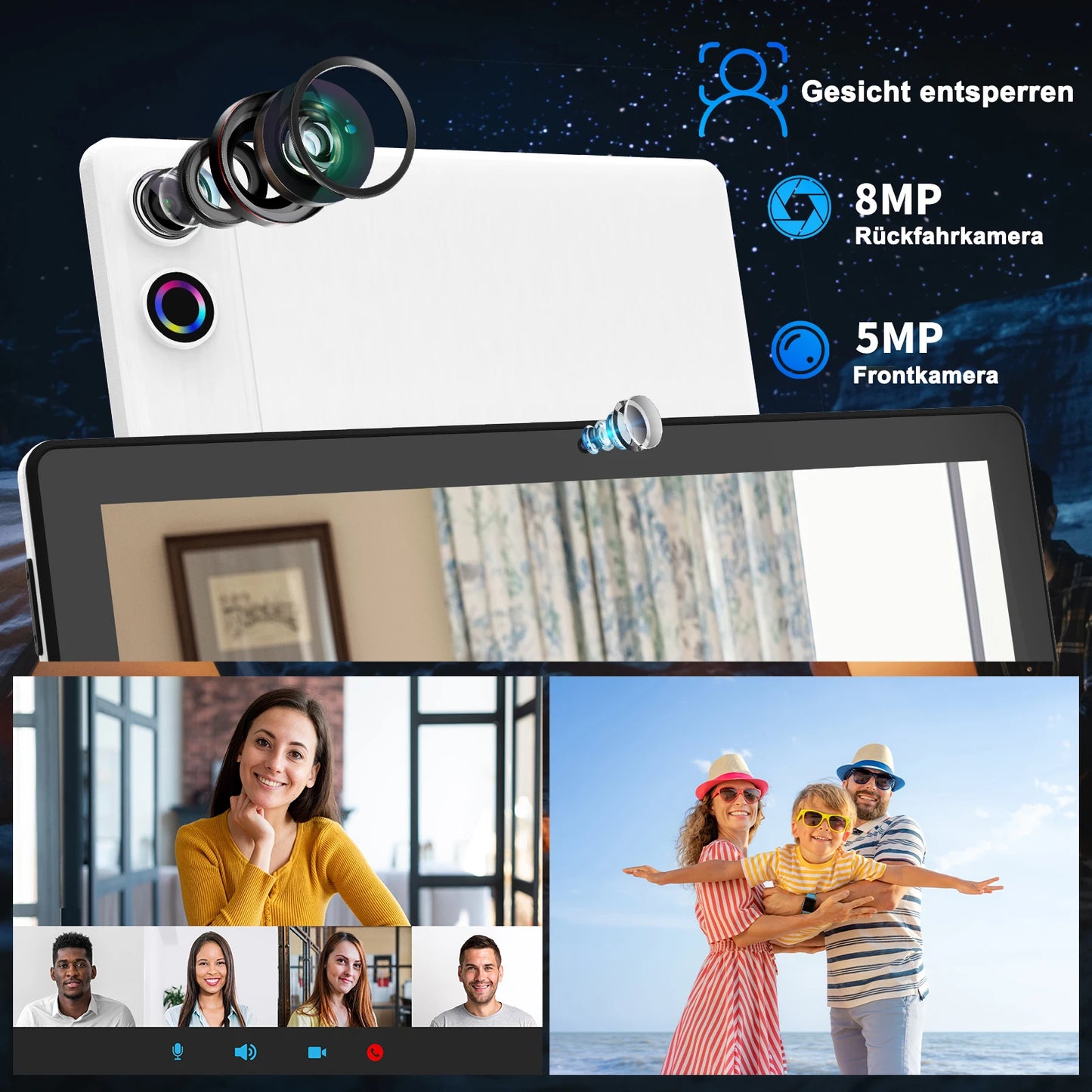 Android 14 tablet with 12GB RAM, 64GB storage, and expandable 1TB microSD support for multitasking