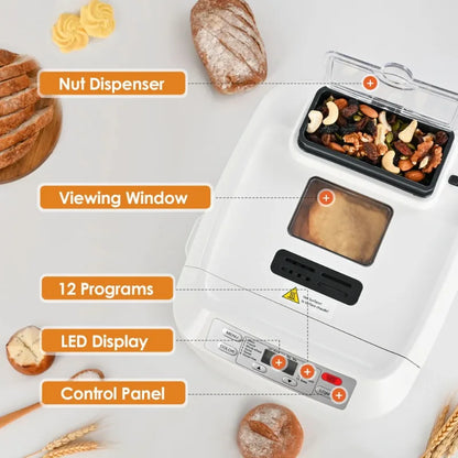 Kitchen in the Box bread machine with intelligent fruit and nut dispenser for easy baking