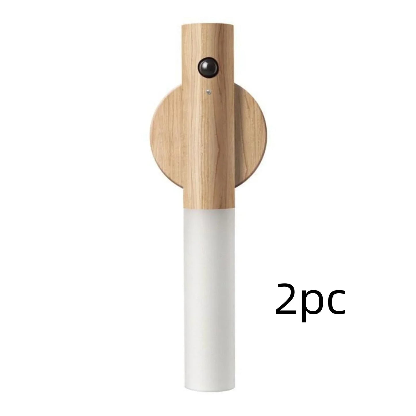 Wooden and white modern smart device with circular base, 2pc