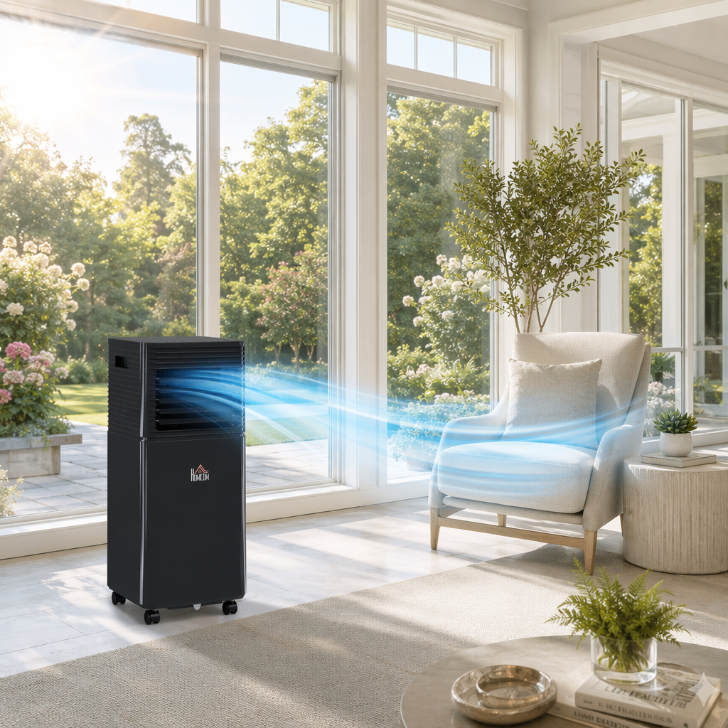 HOMCOM 8000 BTU Smart Portable AC - ArcticChill Series: 3-in-1 Cooling, Dehumidifier & Fan