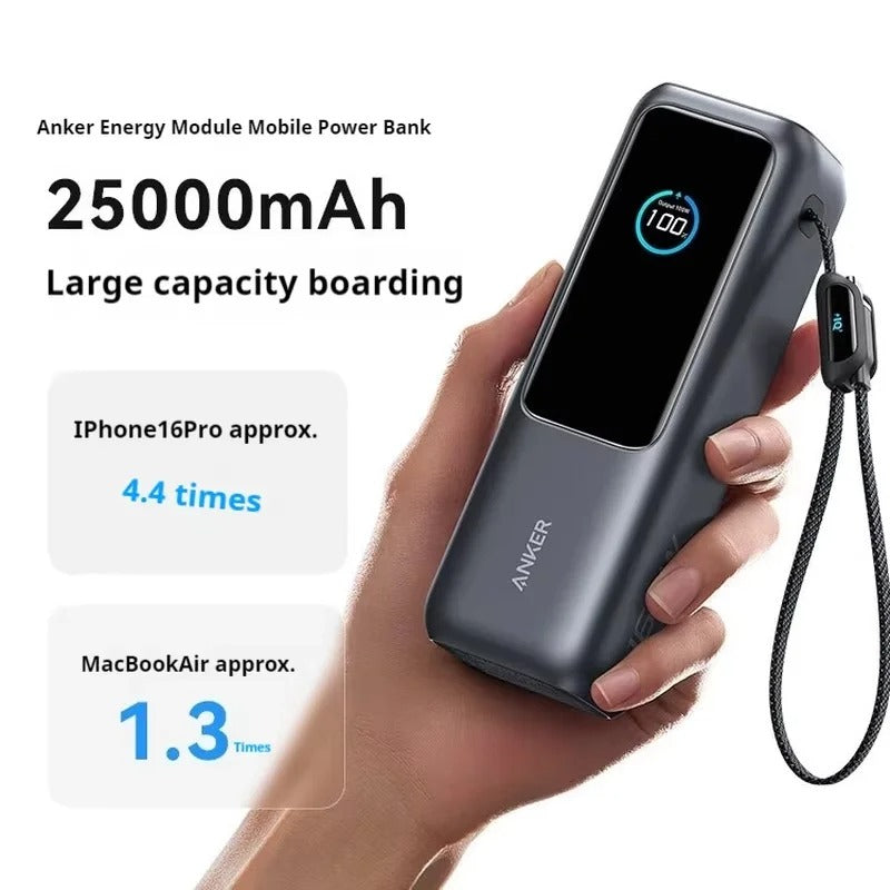 Anker Zolo 25000mAh Power Bank – 165W PD Fast Charging with Built-In Retractable Cables, Digital Display, Portable Charger for iPhone 16, MacBook, Laptops & More