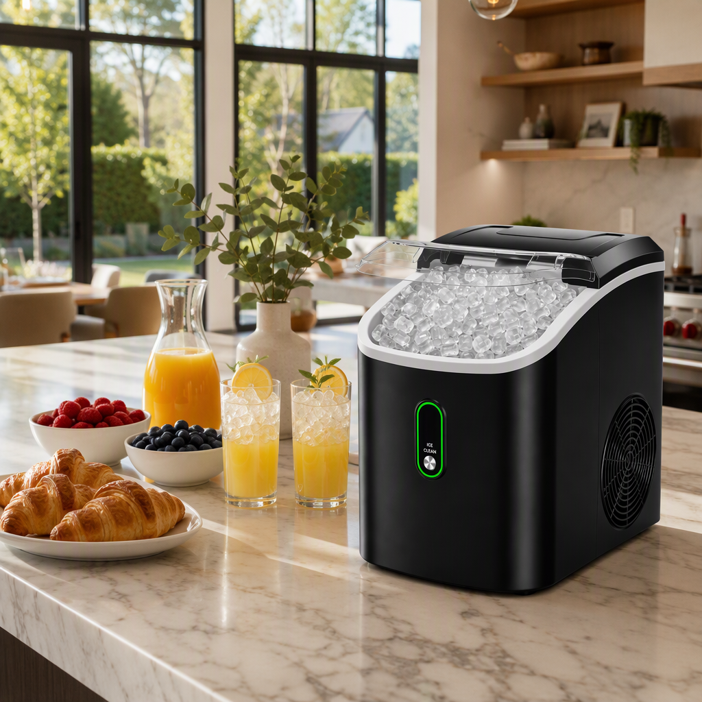 AeroIce™ 36lb Countertop Nugget Ice Maker – Self-Cleaning Chewable Pebble Ice Machine with 10-Min Fast Ice