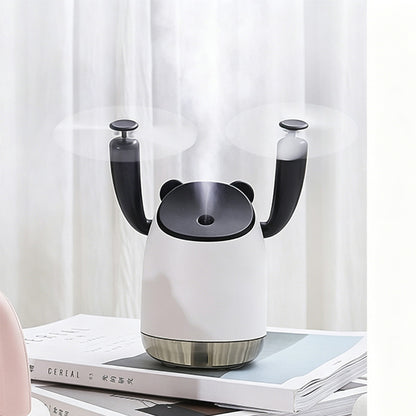 USB dual-head misting desk fan in Black, front view